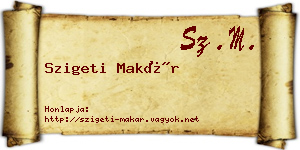 Szigeti Makár névjegykártya